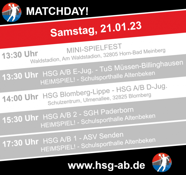 HSG-Spielplan 21.-22. Jan.!