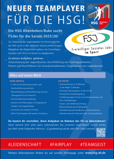 Jugendtrainer und FSJ-ler gesucht