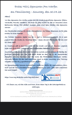 HSG Altenbeken/Buke – Familientag 30.04.2023