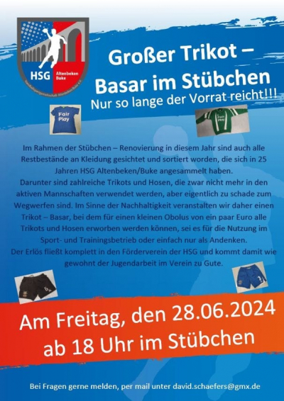 Großer Trikot-Basar im Stübchen