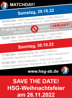 HSG-Spielplan 29.-30. Oktober!