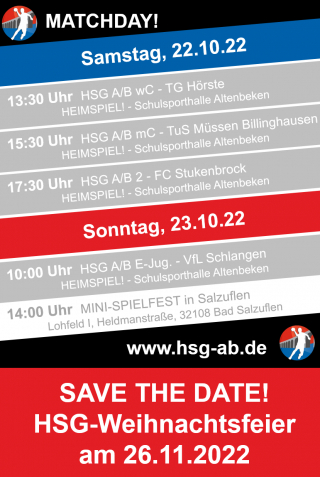 HSG-Spielplan 22.-23. Oktober!
