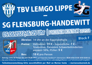 Lemgo vs. Flensburg! Kartenbestellung bis zum 11. Mai!